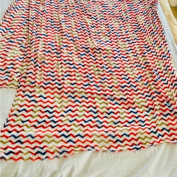 Scarf Lulla Collection by Bindy  Oversized Airy Ivory Orange Blue Tan Oblong - Picture 6 of 10